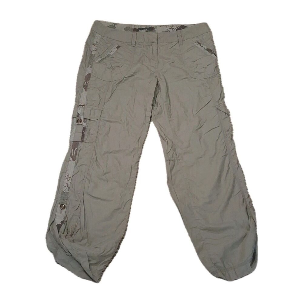 apt 9 cargo pants women 14 green cotton casual outdoor utility camo trim pockets